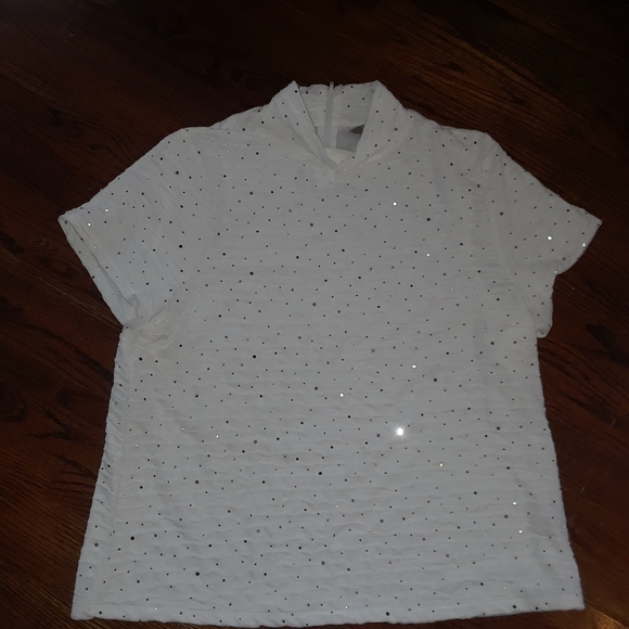 Size Xlarge sparkly sequence the chiffon TanJay blouse shirt - Picture 5 of 16